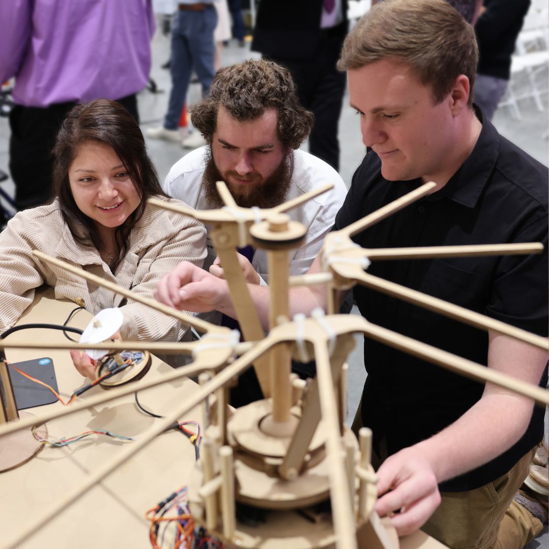 STEM students engineering a contraption