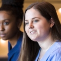 Medical assistants learning in the classroom