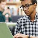 Student using a laptop