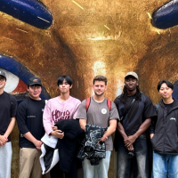 International students at the Treasures of the Pharaohs museum exhibit