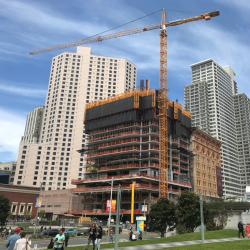 A building site with a crane in downtown San Francisco 